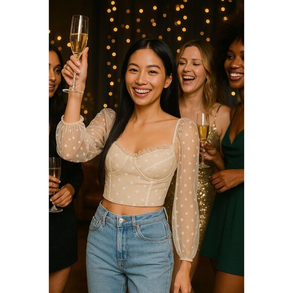 Runaway Women Ivory Top L Sheer Cottage RomanticCore Whimsygoth Fairy Coquette - Picture 1 of 10